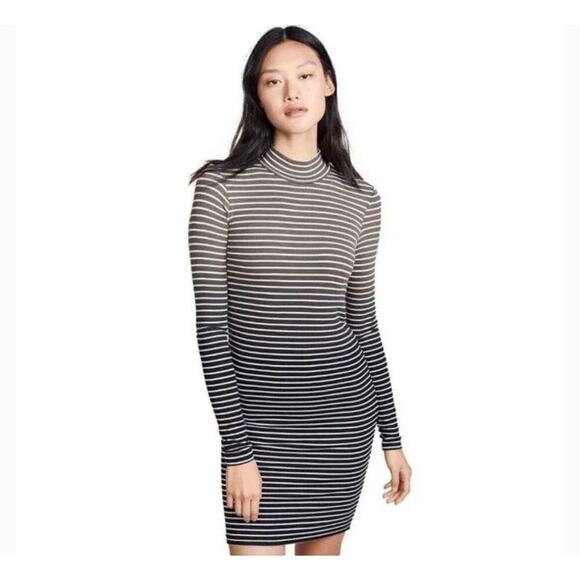 ATM Black Combo Dip Dye Long Sleeve Dress - Picture 1 of 9